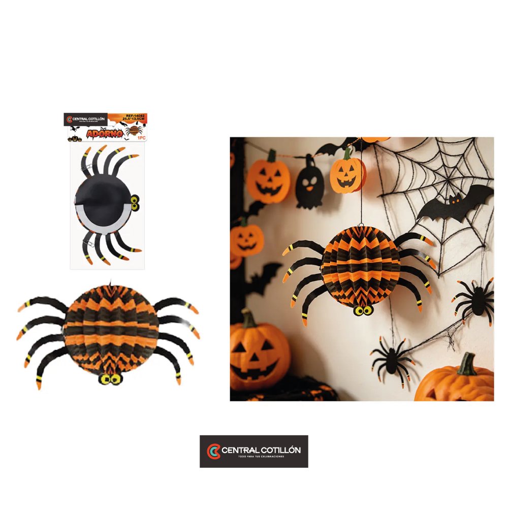 Adorno colgante Halloween araña, 25.5 cms