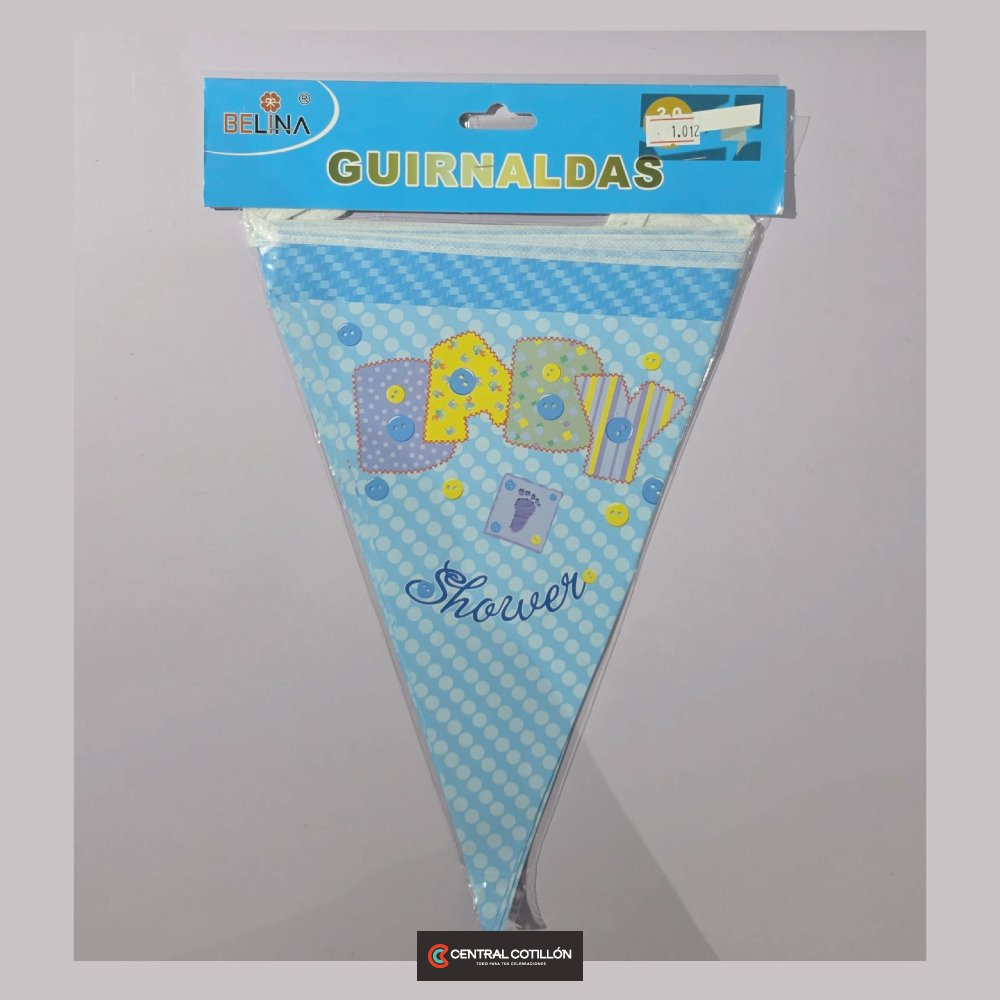 Banderín bebe niño celeste, 3 mts, diseño aleatorio