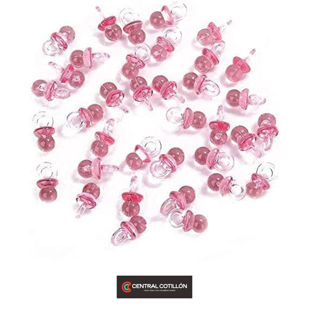 Mini chupetes para baby shower rosado, 50 Un.