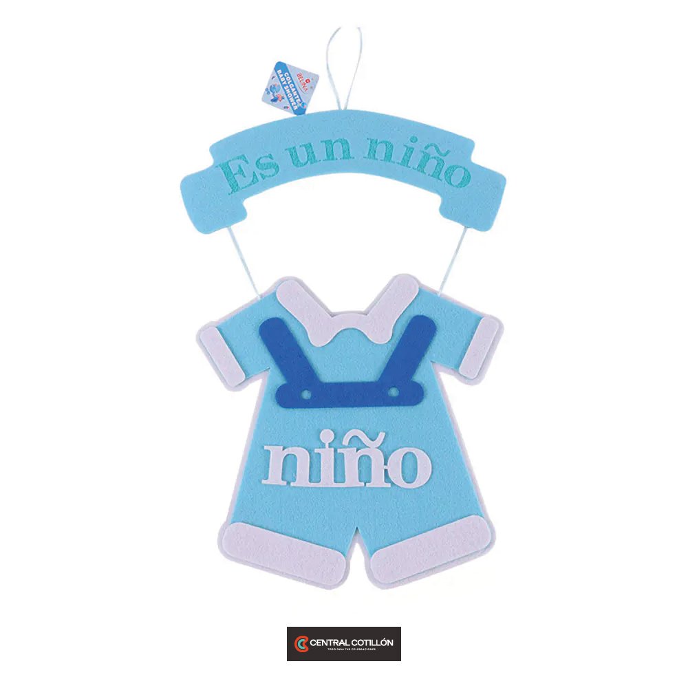Colgante baby shower Enterito Celeste, 33x55cm, 1 un.