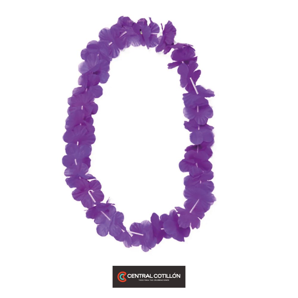 Collar cotillón hawaiano morado 48 cm