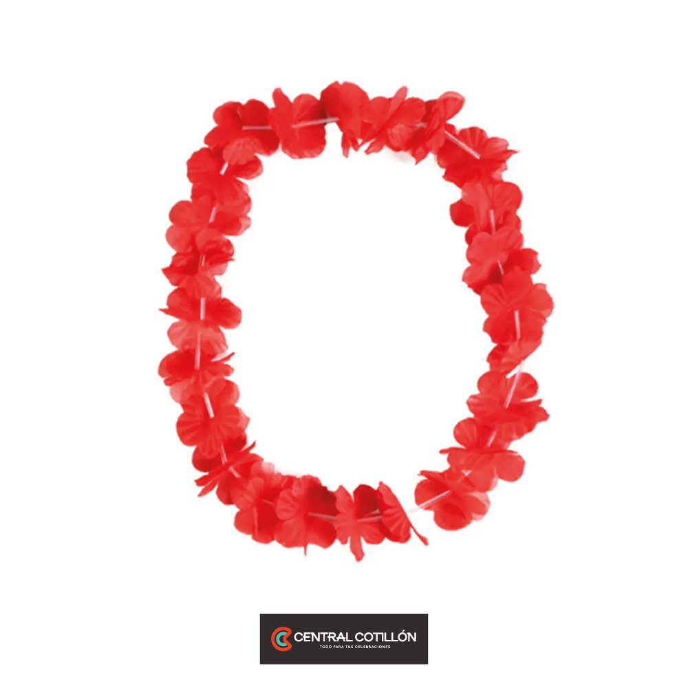 Collar cotillón hawaiano rojo 48 cm