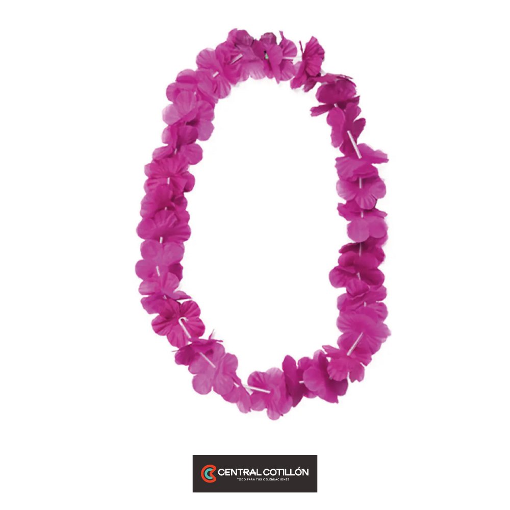 Collar cotillón hawaiano rosa 48 cm