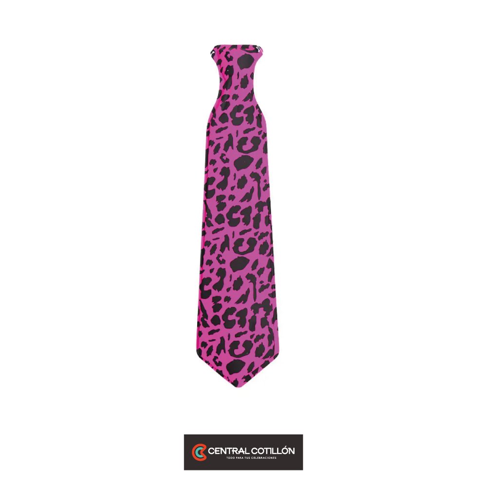 Corbata de leopardo rosa 43x10cm 12 pcs