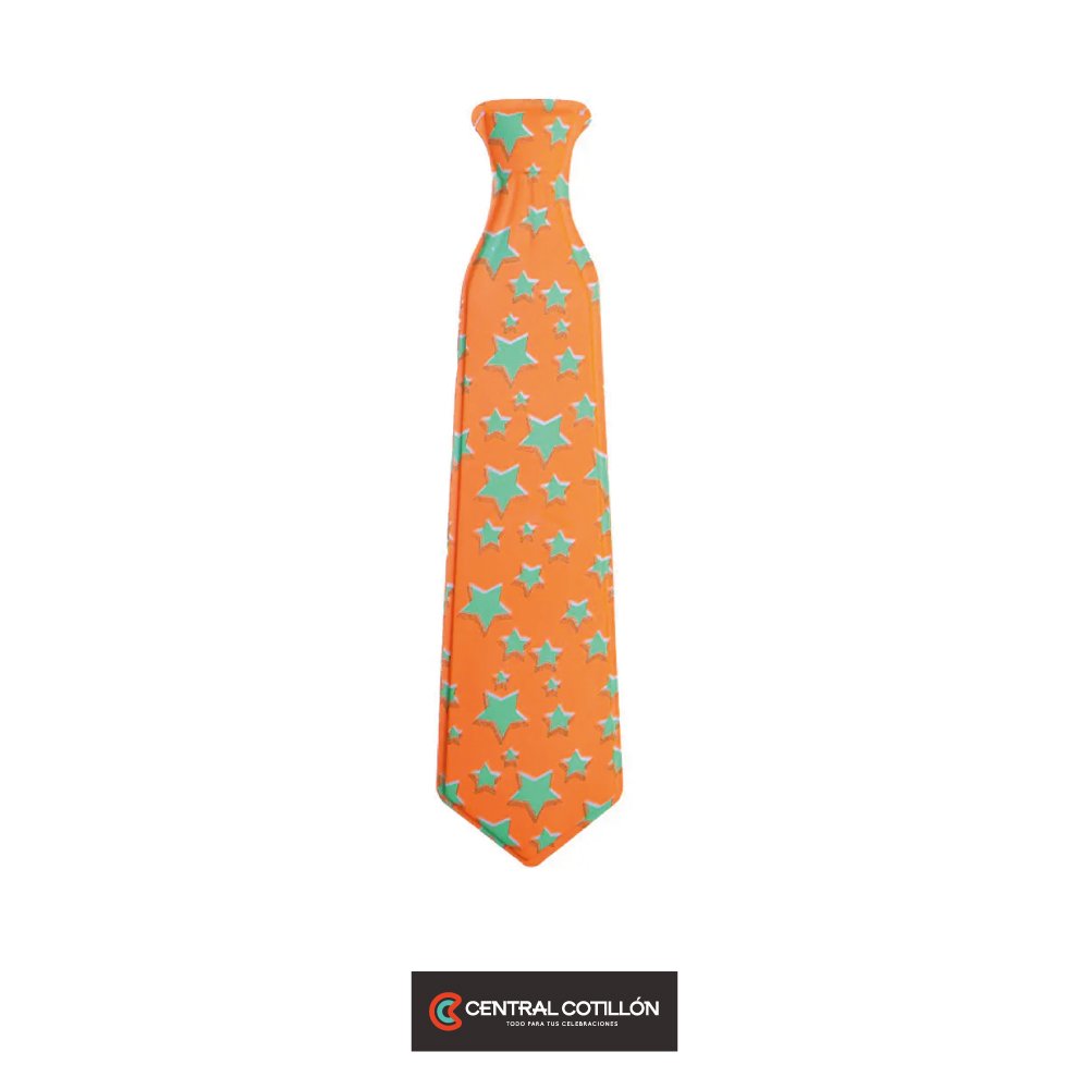 Corbata naranja con estrella verdes 43x10cm 12 pcs