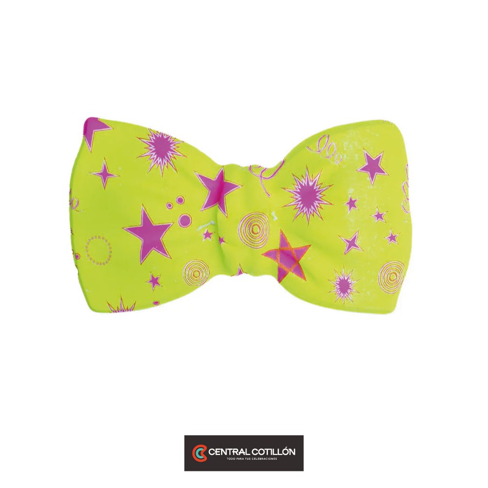 Corbatín amarillo con estampados rojos 20x10cm 12 pcs