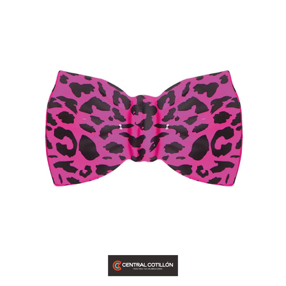 Corbatín de leopardo rosa 20x10cm 12 pcs