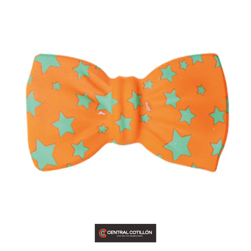 Corbatín naranja con estrella verdes 20*10cm 12 pcs