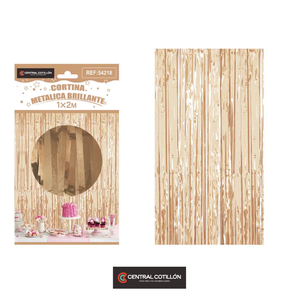 Cortina de flecos metalizada champagne 1x2 m