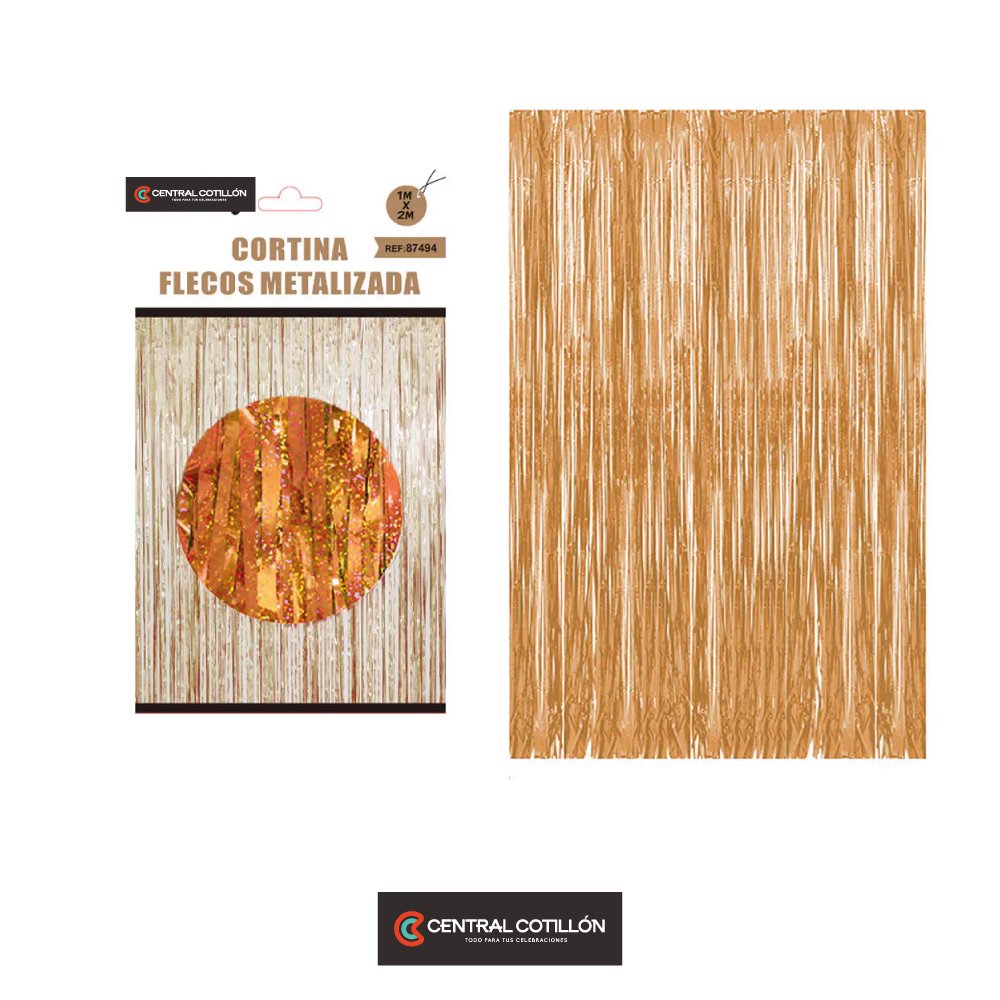 Cortina metalizada color champán holográfica 1x2 mts
