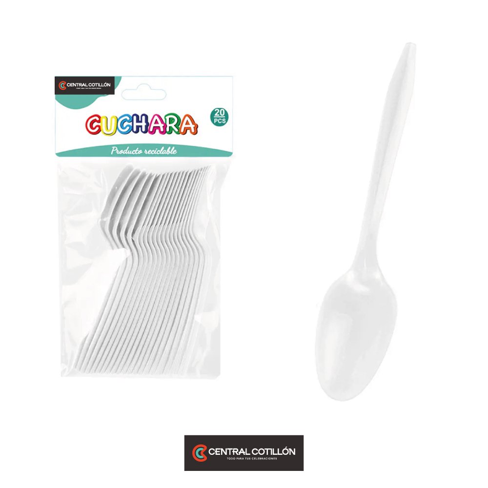 Cucharas desechables blancas 15.5 cm, 20 pcs