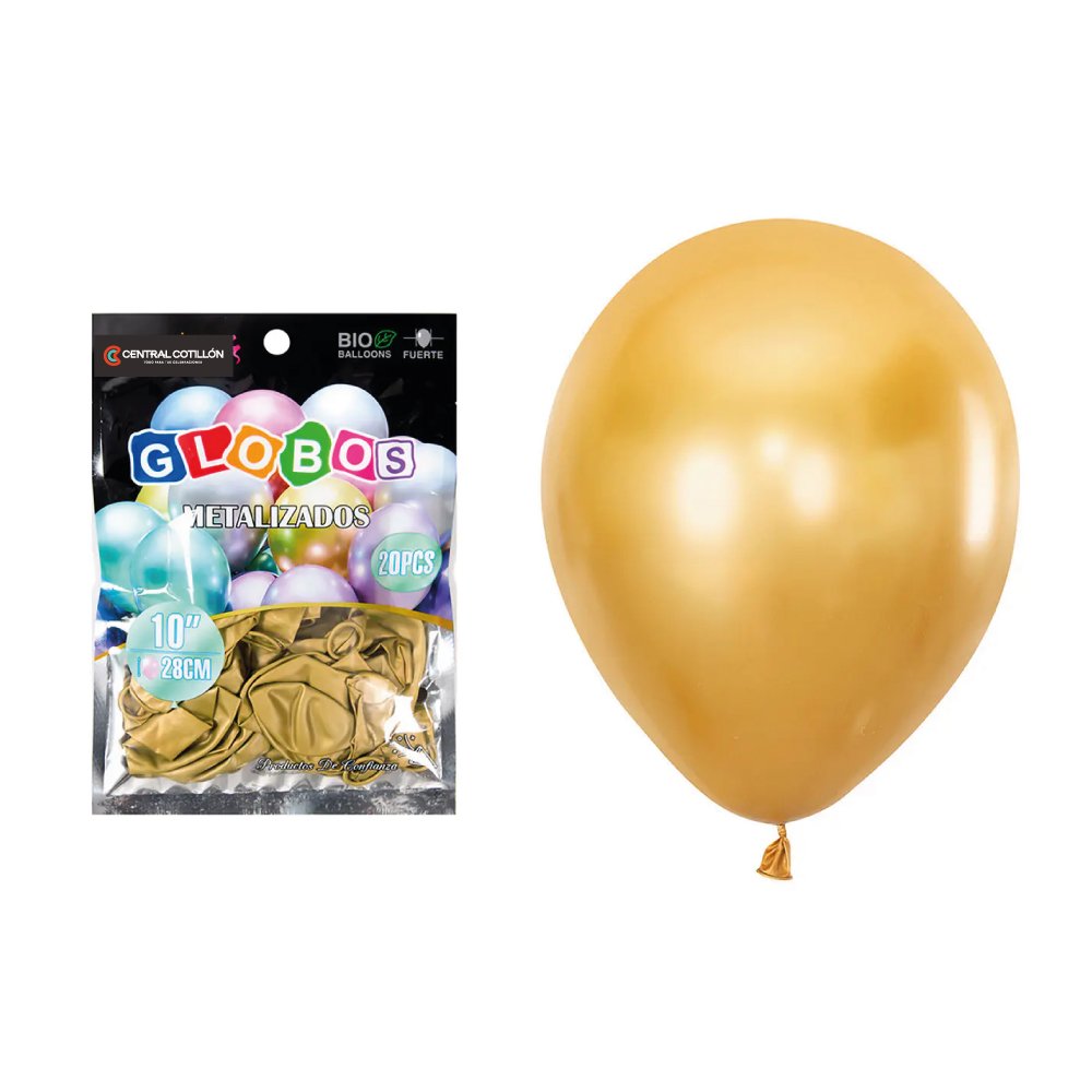 Globos de látex metalizado Dorado Oscuro, 28 cms, 20 Un.