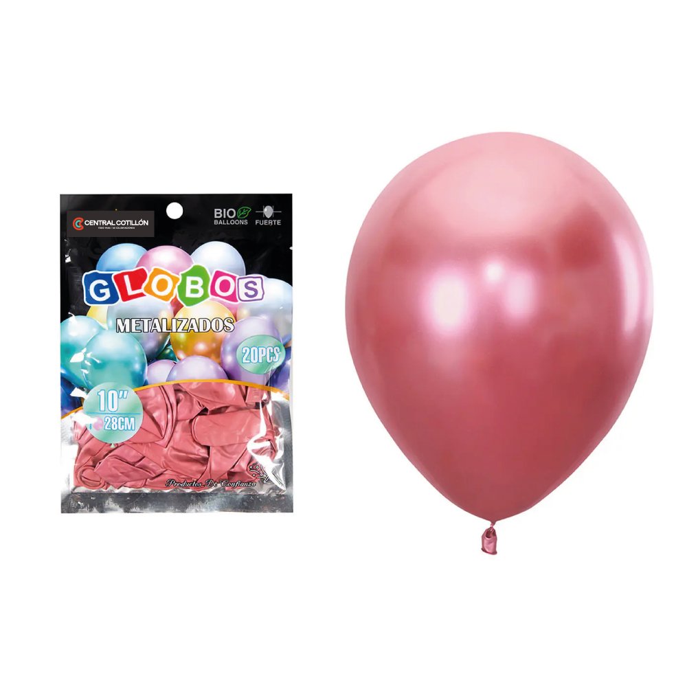 Globos de látex metalizado Rojo, 28 cms, 20 Un.