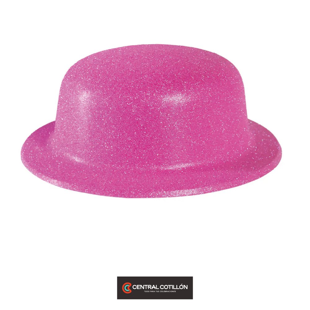 Sombrero de fiesta redondo glitter fucsia