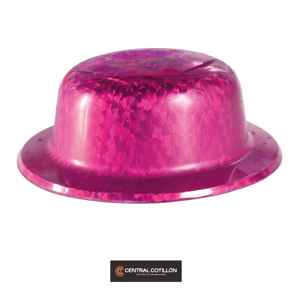 Sombrero de fiesta redondo láser fucsia