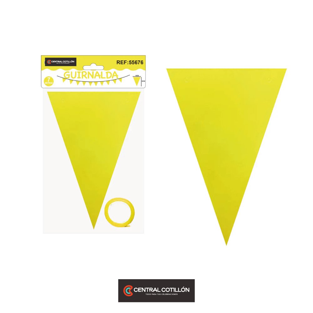 Guirnaldas banderín triángulo amarillo fluorescente 14x20cm 7 pcs