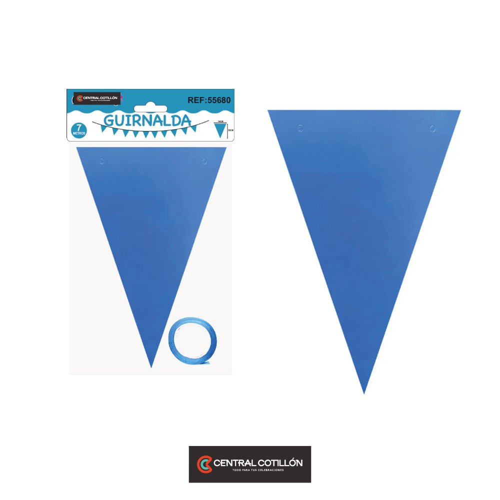 Guirnaldas banderín triángulo azul fluorescente 14x20cm 7 pcs