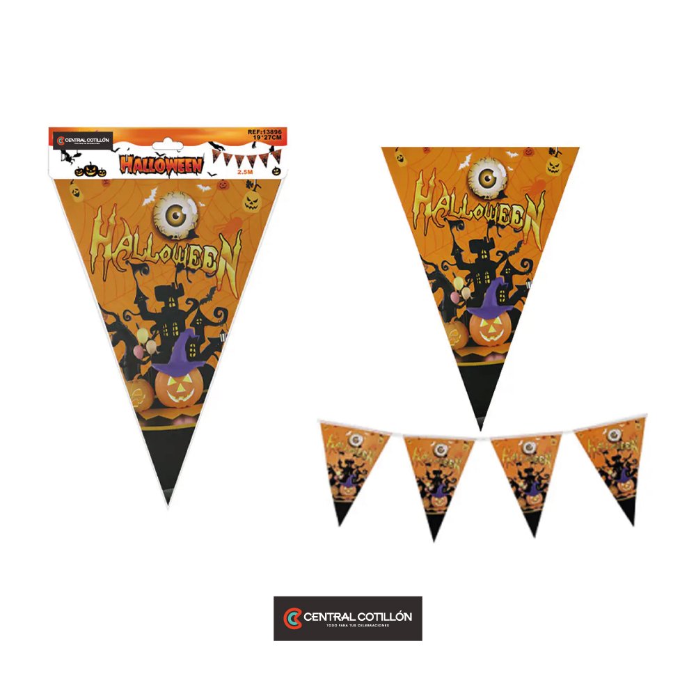 Guirnalda banderín triangular Halloween, 2.5 mts