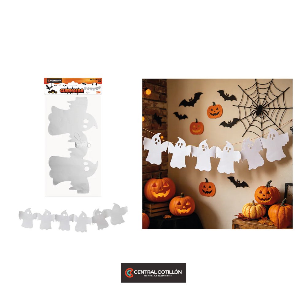 Guirnalda Halloween fantasma 2 mts