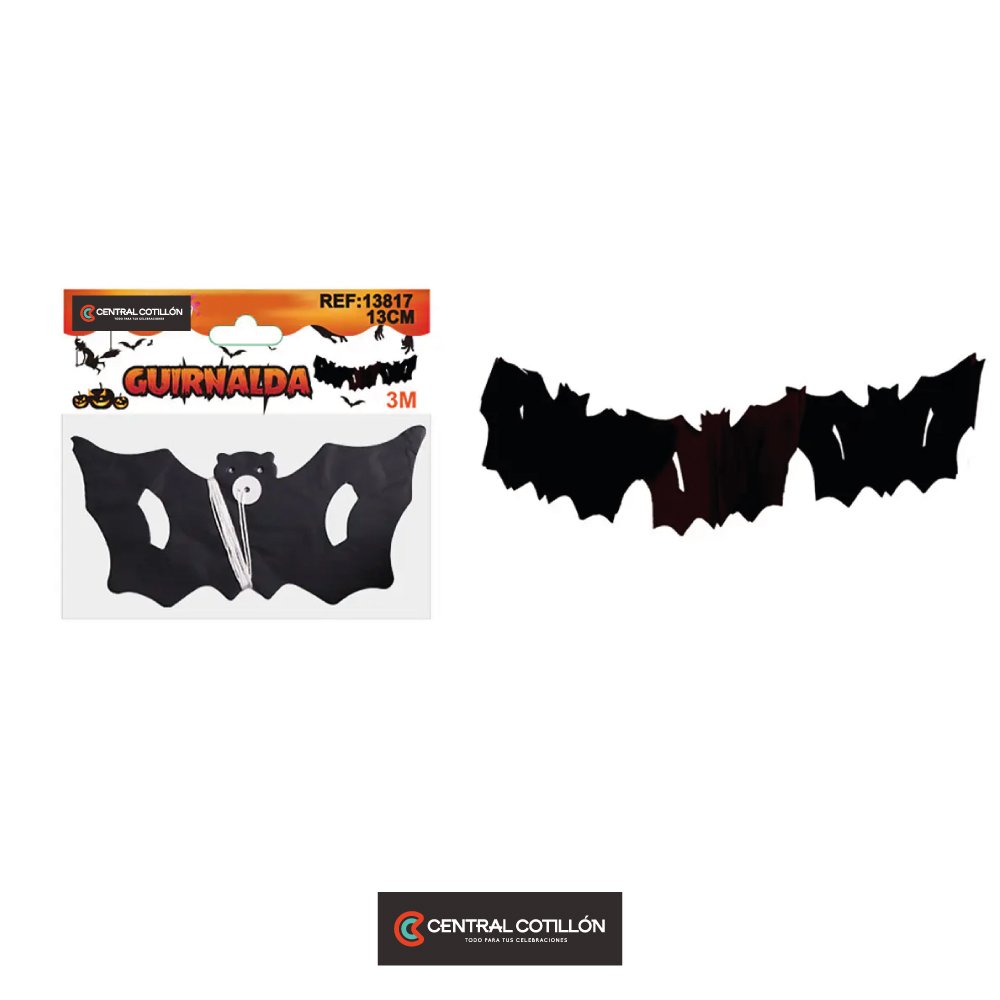 Guirnalda Halloween murciélago negro 3 mts