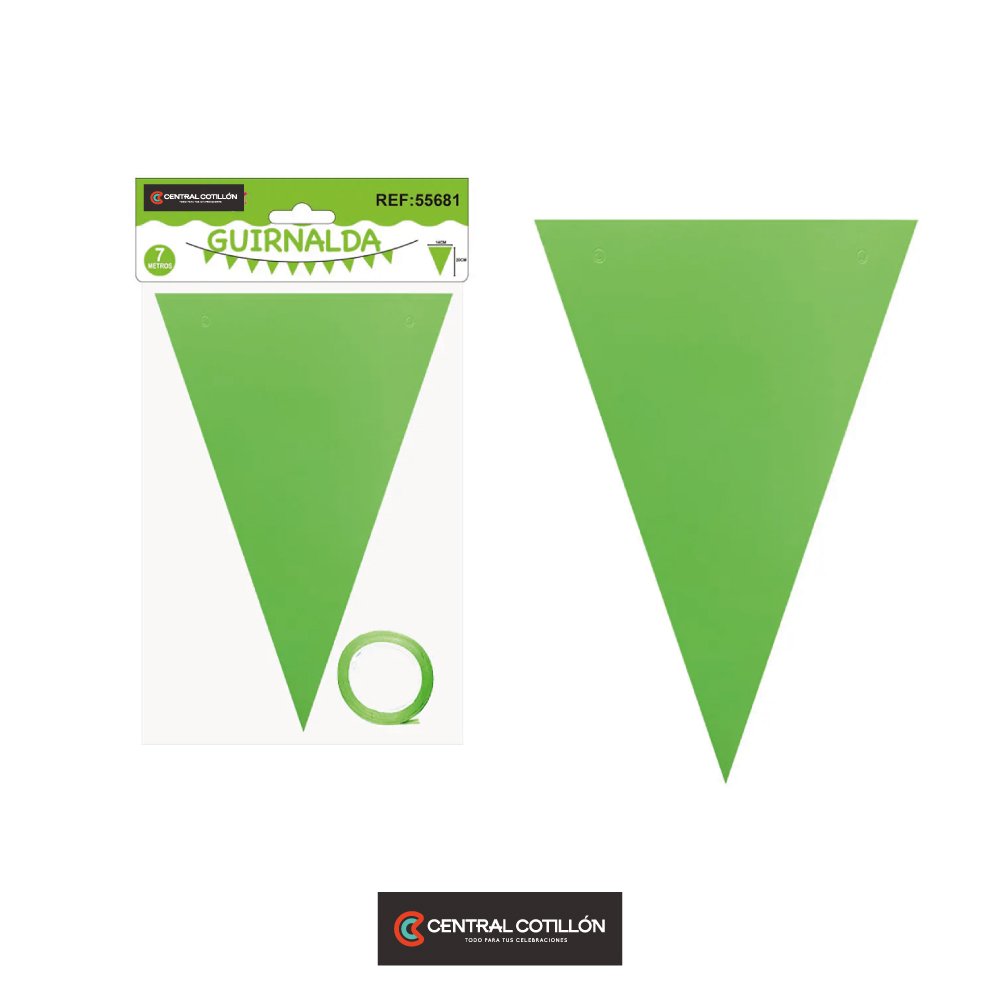 Guirnaldas banderín triángulo Verde fluorescente 14x20cm 7 pcs