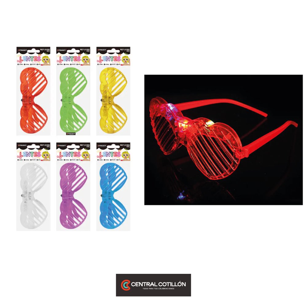 Lentes de fiestas con forma de corazón 3 luces Color Aleatorio