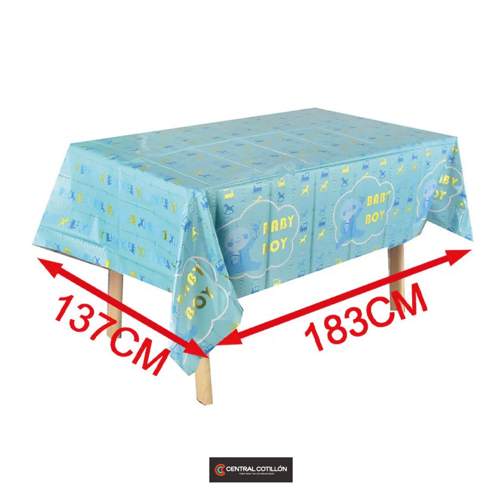 Mantel plastico Baby boy azul 137x183 cms, 1 un.