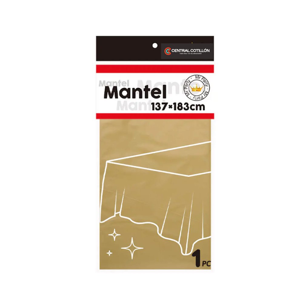 Mantel plástico Dorado, 137x183cm, 1 un.