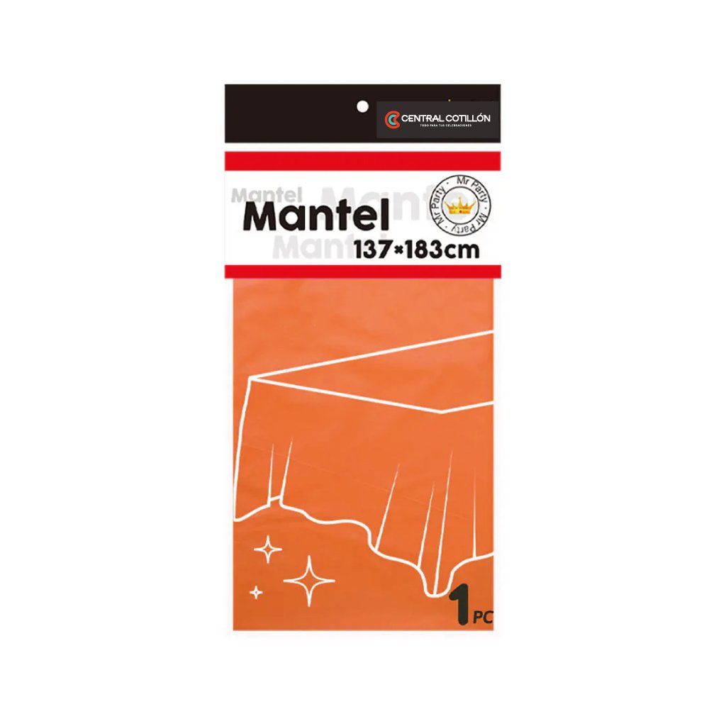 Mantel plástico Naranjo, 137x183cm, 1 un.