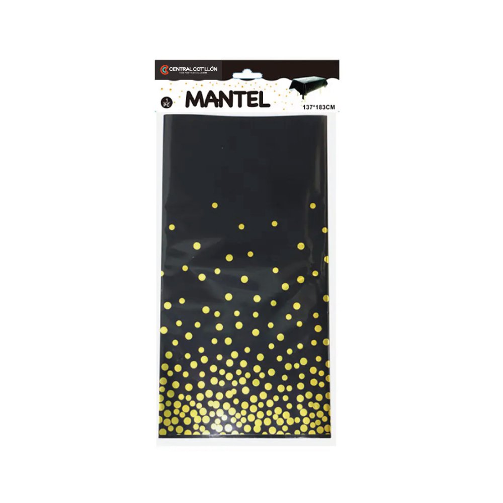 Mantel plástico Negro Tornasol, 137x183cm, 1 un.