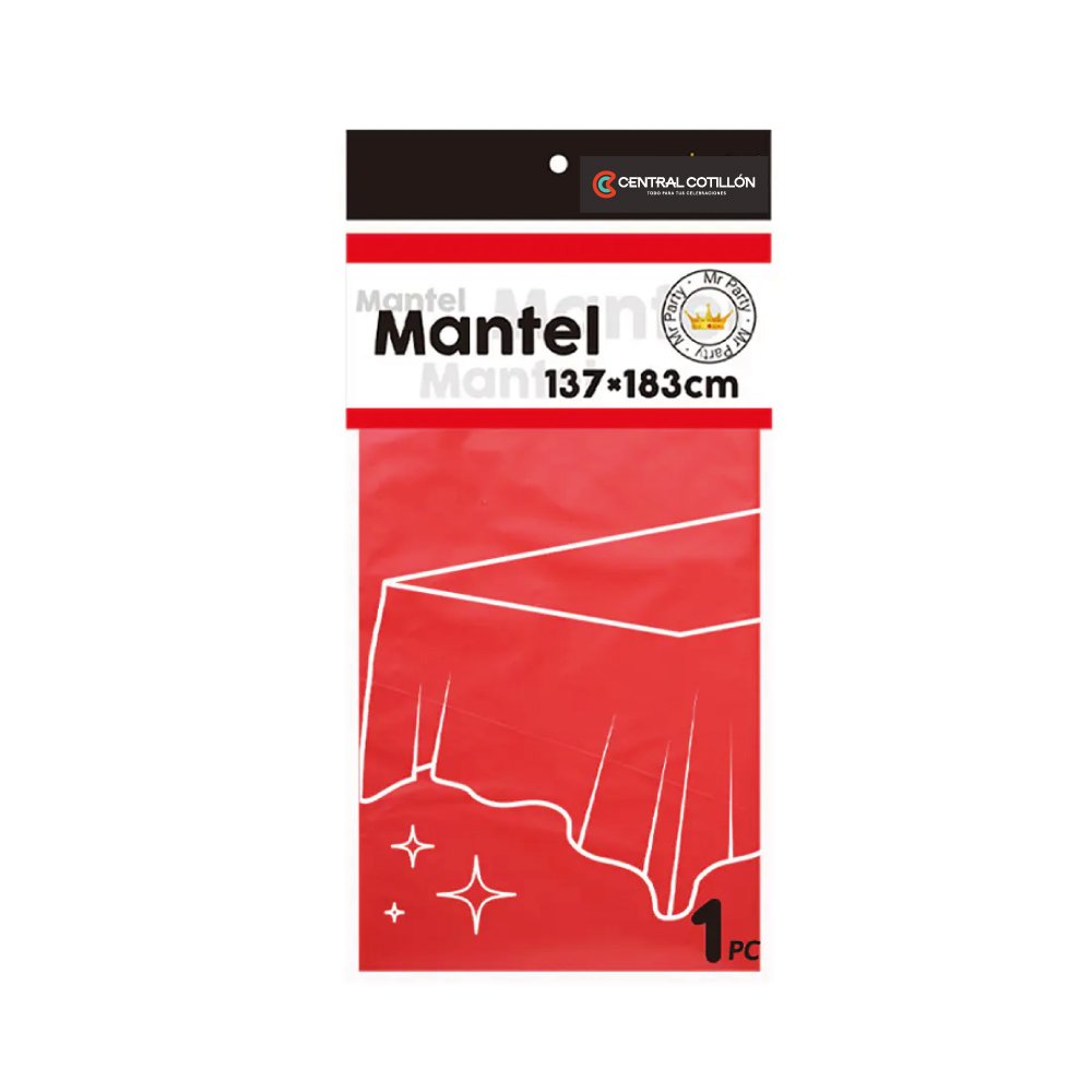 Mantel plástico Rojo, 137x183cm, 1 un.