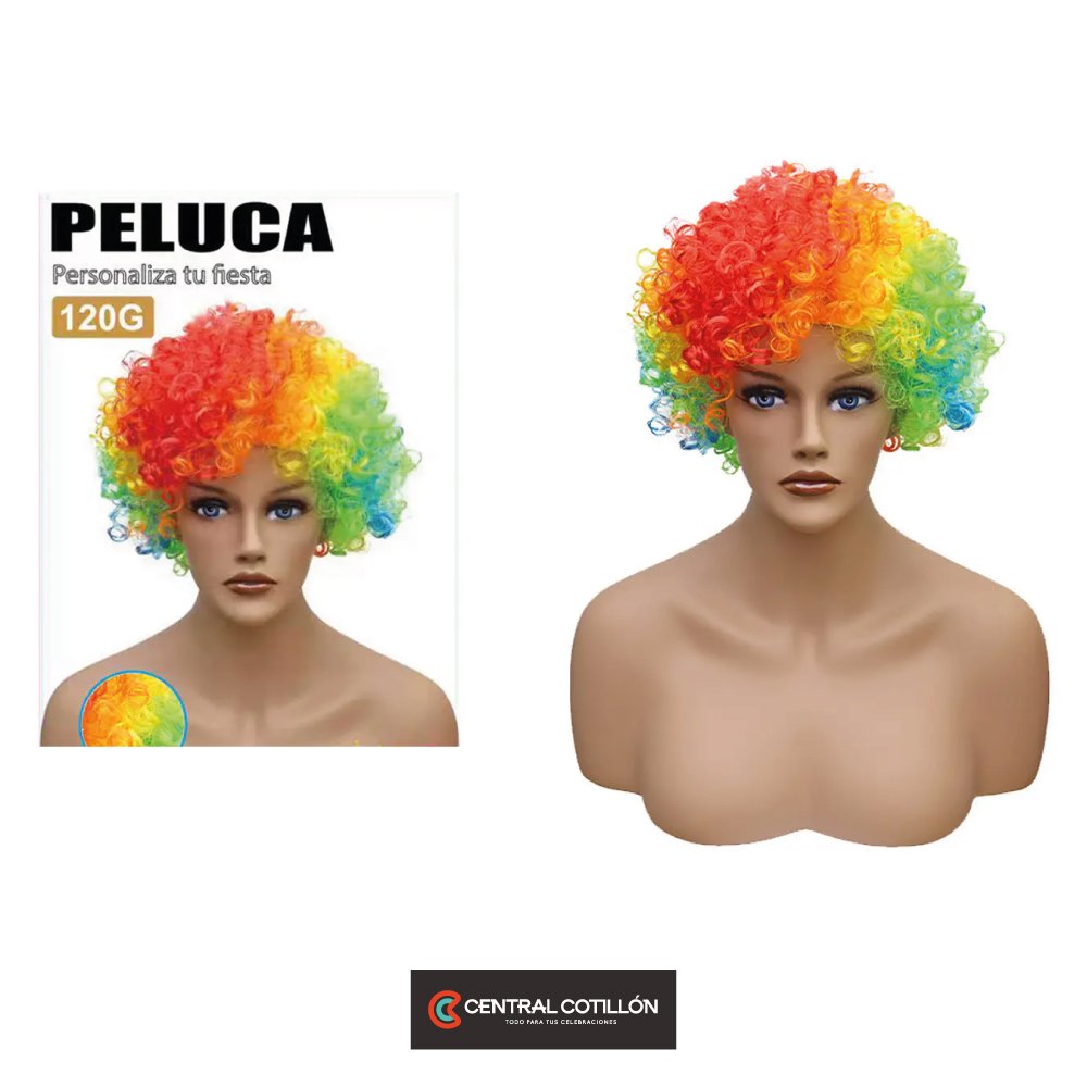 Peluca corta afro multicolor