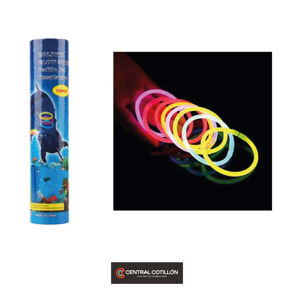 Pulsera luminosa 4.5x200 mm, 50 piezas, Colores