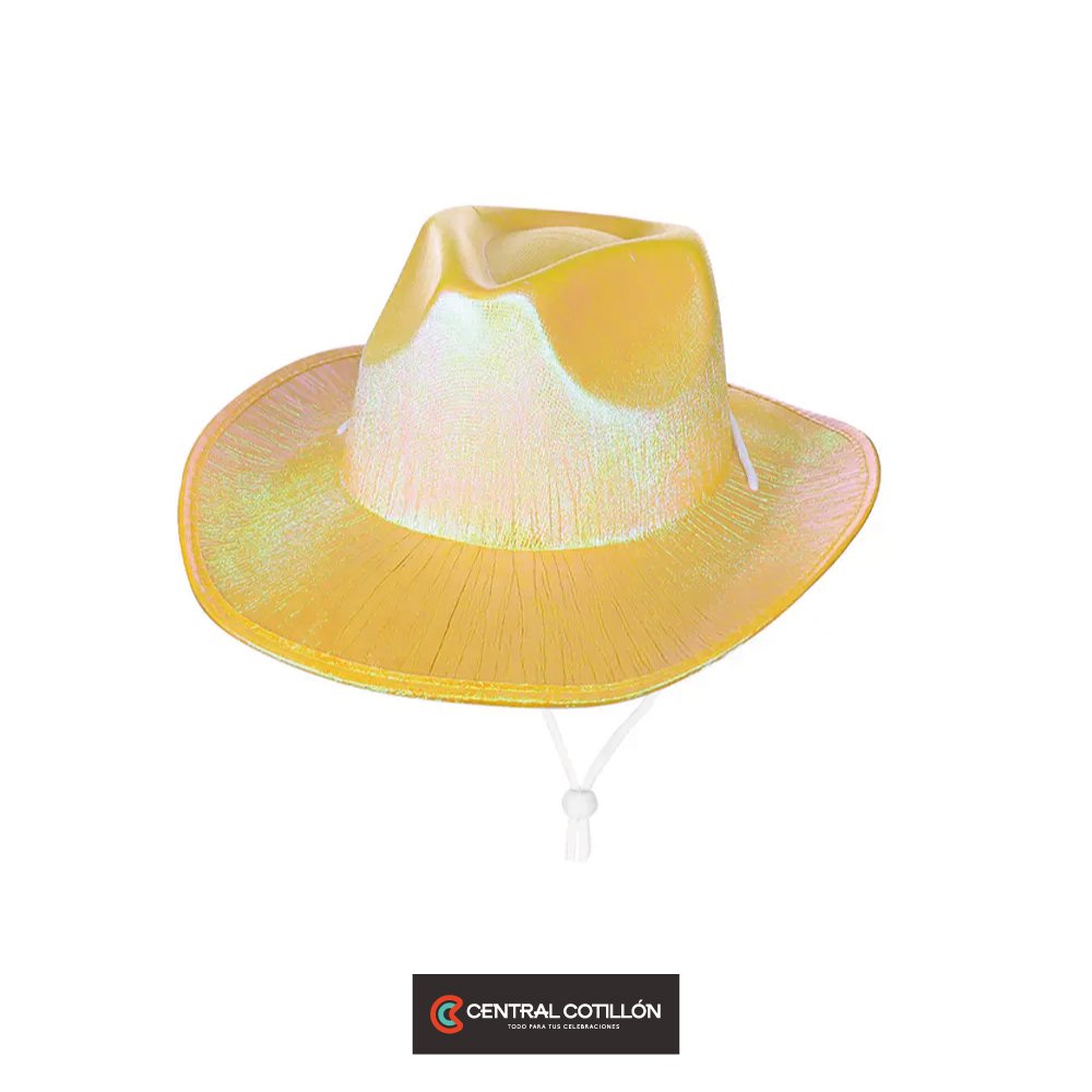 Sombrero de vaquero amarillo, 31.5x37.5x11 cm, 1 un.