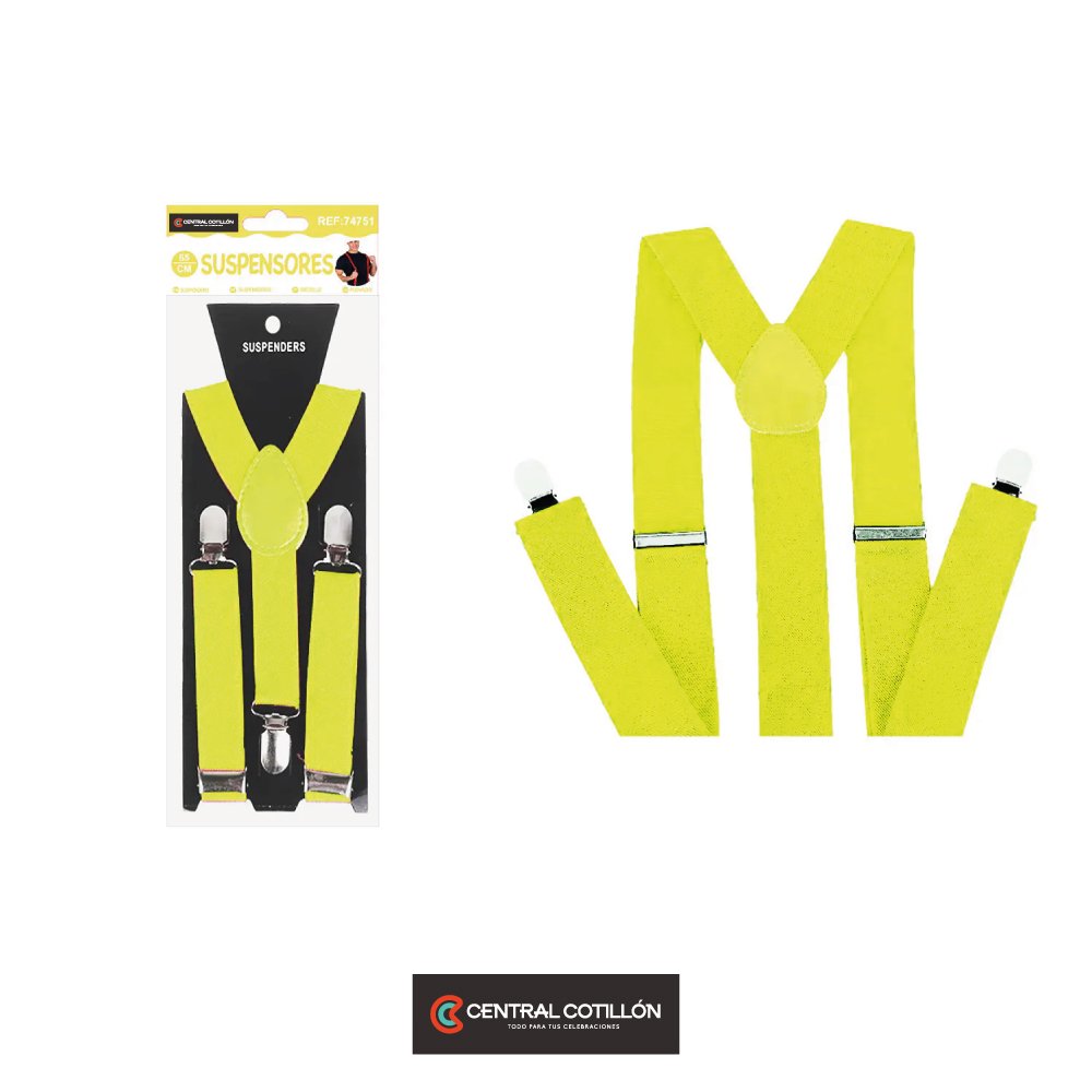 Suspensores elásticos ajustables fluorescentes amarillo 2.5x65 cm