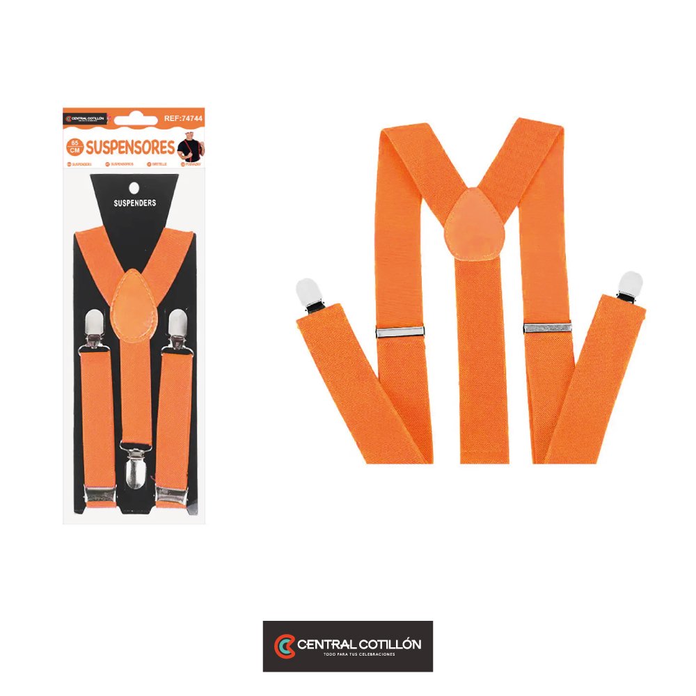 Suspensores elásticos ajustables fluorescentes Naranja 2.5x65 cm