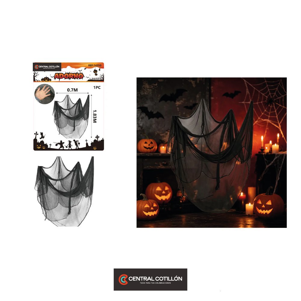 Tela espeluznante blanca decorativa Halloween, 0.7x1.83 mts