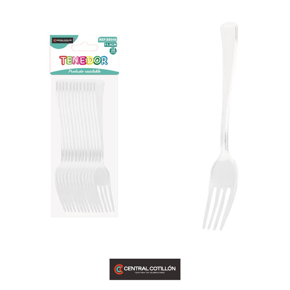 Tenedores acrílicos desechable transparente, 18 cm, 12 pcs