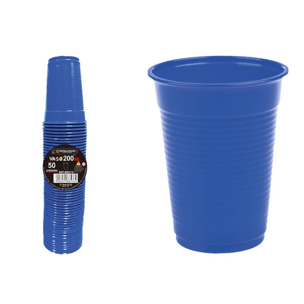 Vaso Plastico Azul, 200 ml, 50 u.
