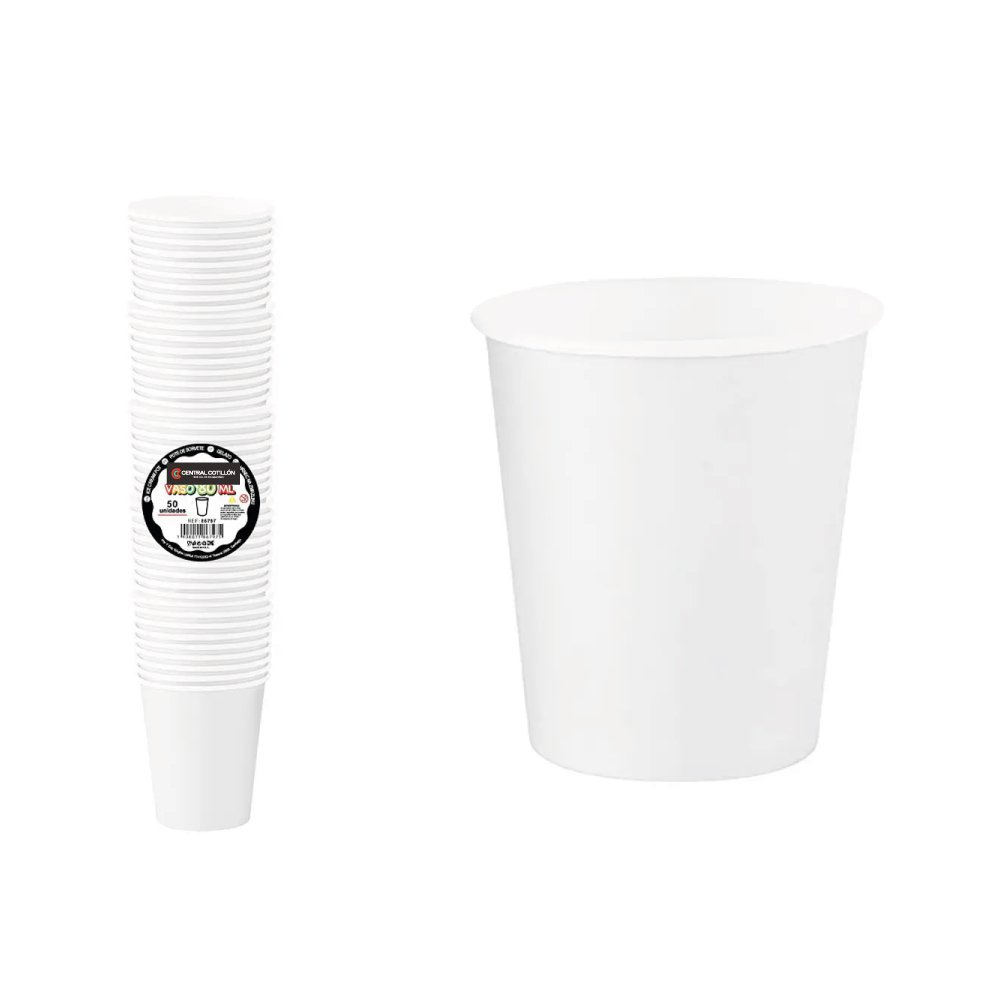 Vaso Papel Blanco, 80 ml, 50 u.