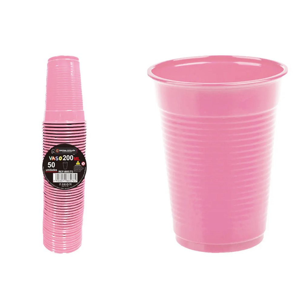 Vaso Plastico Rosado, 200 ml, 50 u.